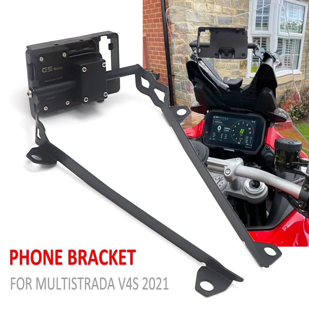 2021 NEW Motorcycle Mobile Phone GPS Mount Navigation Bracket USB and Wireless Charging Stand For DUCATI MULTISTRADA V4 S V4S