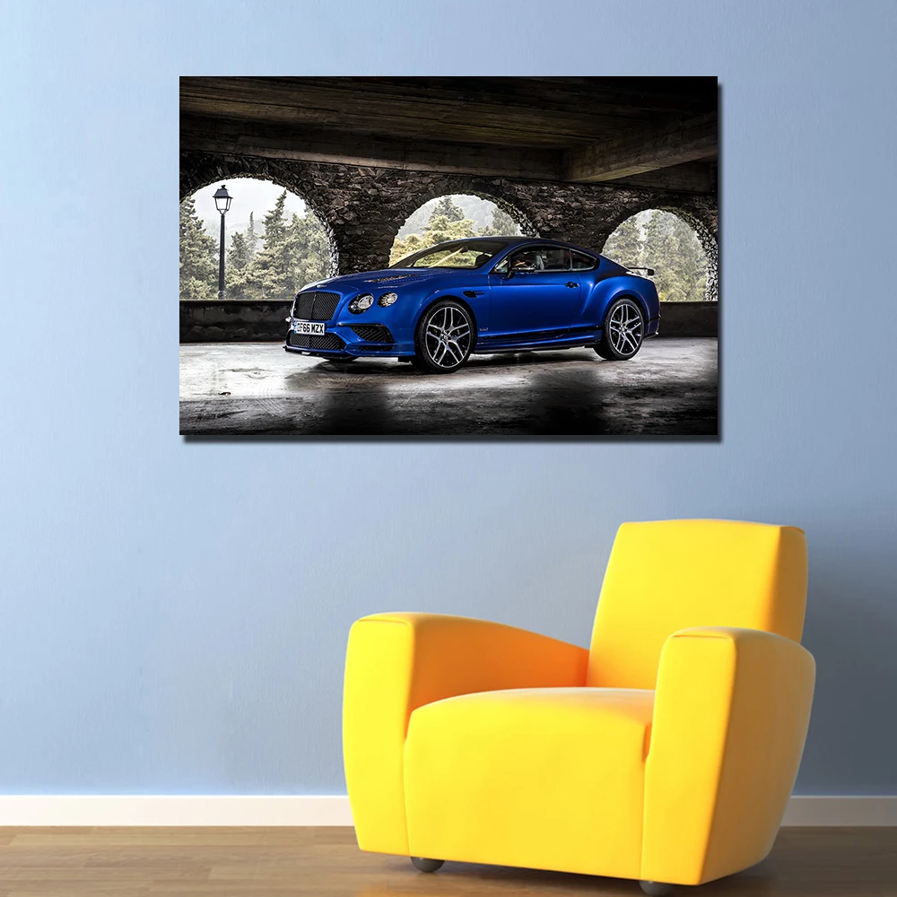 Bentley Continental Supercar Poster Wall Art Vehicle Picture Canvas Prints Paintings for Living Room Decor