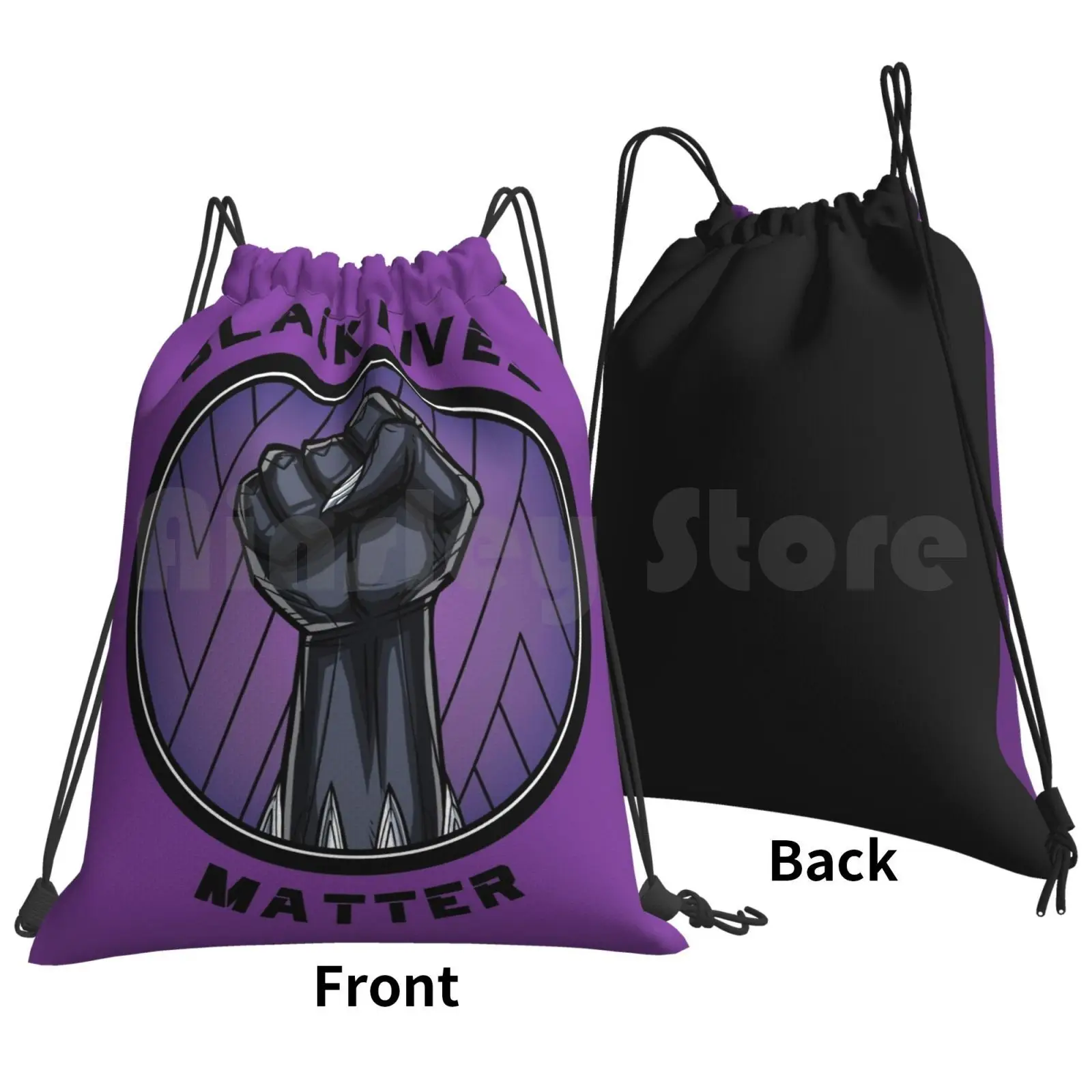 Black Lives Matter-Panther 2 Backpack Drawstring Bags Gym Bag Waterproof Panther Comics Hero Superhero Wakanda Black