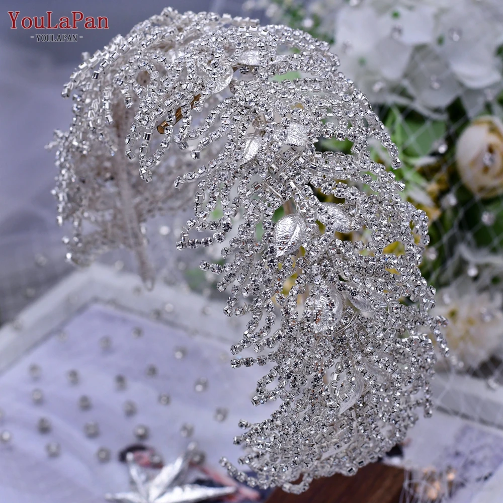 YouLaPan HP386 Shiny Rhinestones Headband Bridal Headpiece Wedding Hair Accessories for Bride Women Tiara Handmade Hair Jewelry