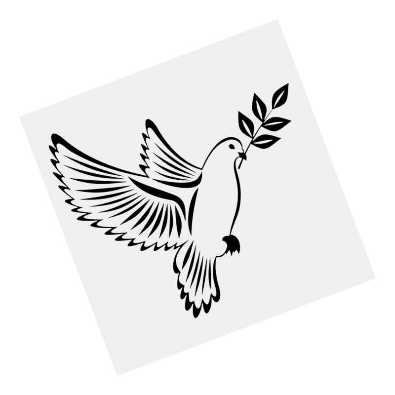 S51240# Black Transparent Car Stickers Vinyl Decal Dove of Peace with Olive Branch Motorcycle Decorative Accessories Creative