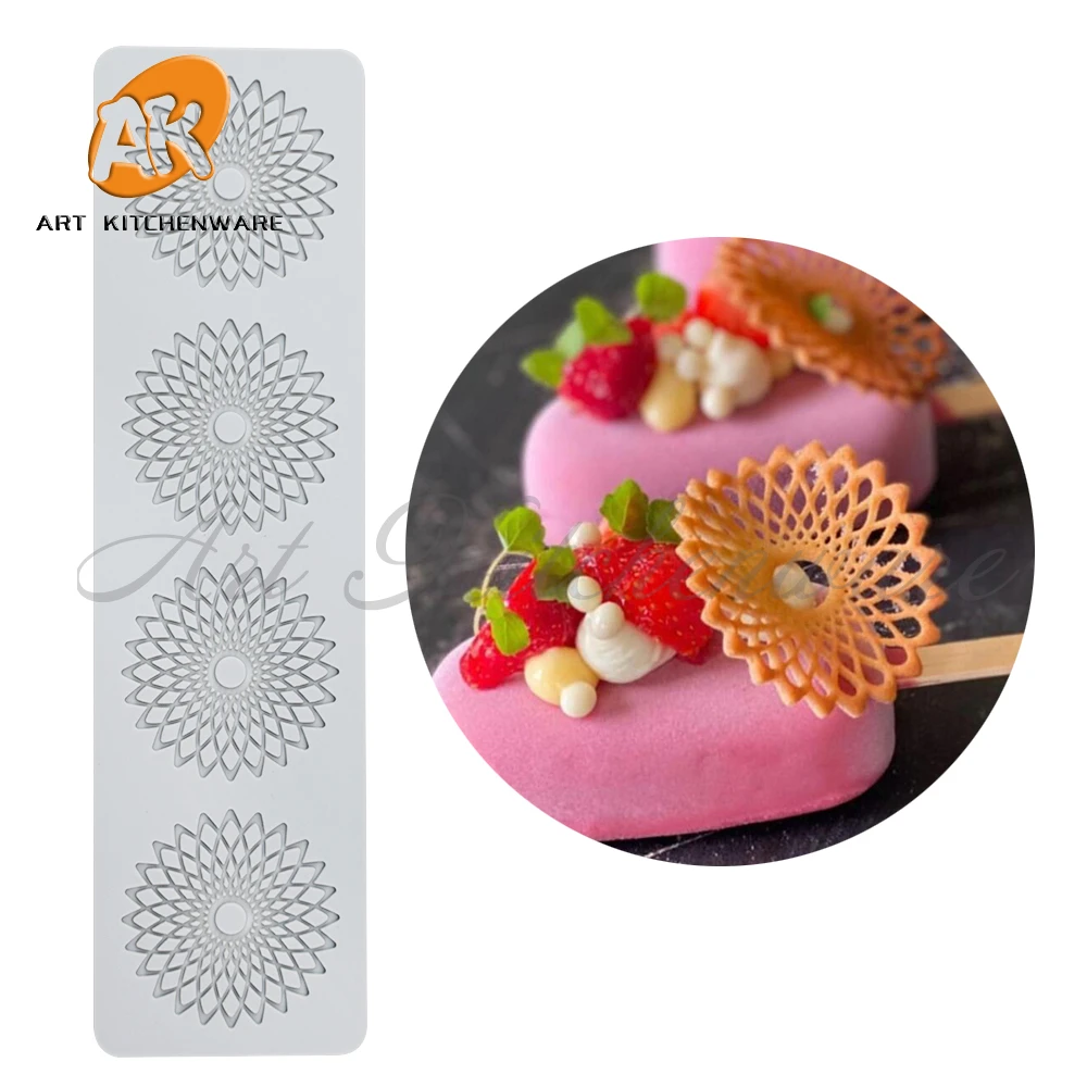 Lotus, Flowers Silicone Cake Lace Mold Cake Decorating Tool Border Decoration Lace Mold kitchen Baking Tool