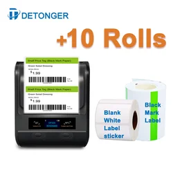 DETONGER DP30S Thermal Label Printer Plus 10 Rolls White Paper Muitifunctional Adhensive Hand Sticker Maker Price Tag