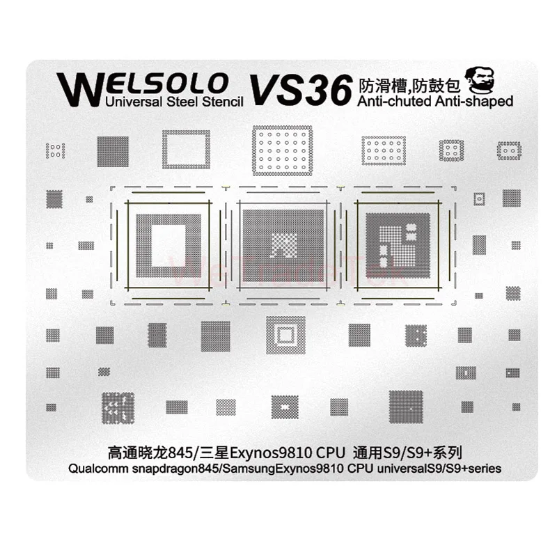 Plantilla mecánica BGA Reballing para Samsung S9 + S9 S8 + S8 S7 S6 + S6 J7 J6 Series, placa base, reparación de CPU, plantilla de Reballing de estaño
