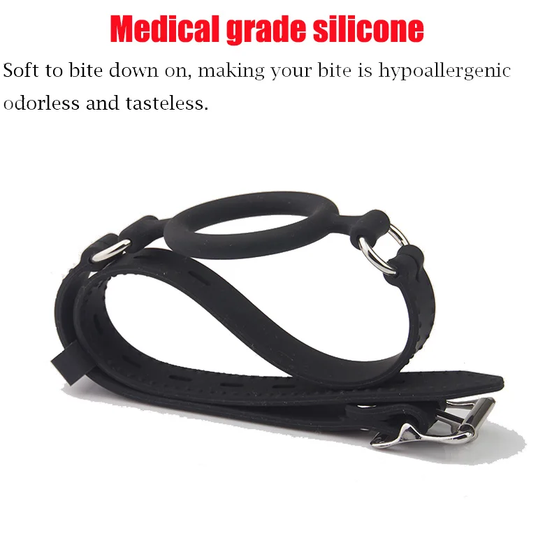 Full Silicone O Ring Gag Strap,Open Mouth Bite Gag,Fetish Oral Fixation BDSM Toys,Sex Slave Bondage Muzzle SM Couple Game Tools