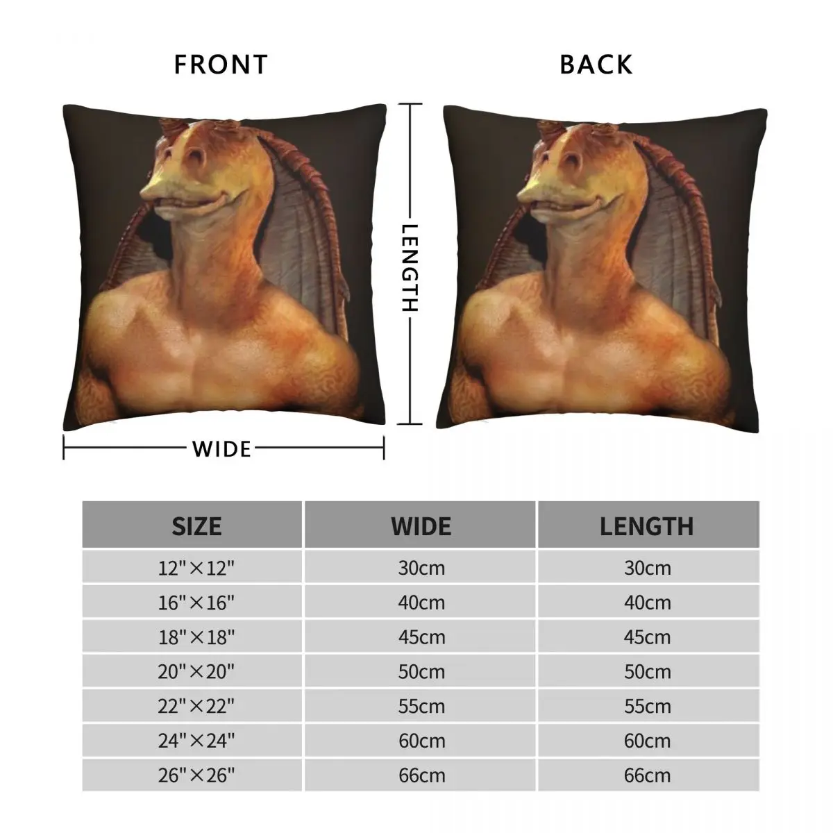 BUFF Jar Jar Binks Square Pillowcase Polyester Linen Velvet Pattern Zip Decor Throw Pillow Case Car Cushion Case 45x45