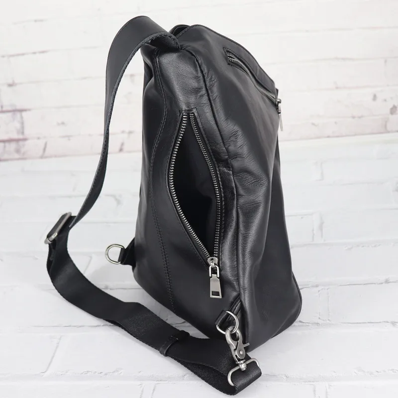 Natural Genuine Leather Crossbody Bags Male Anti-theft Shoulder Messenger Bags Fashion Daily Large Men Bag Short Trip Chest Pack