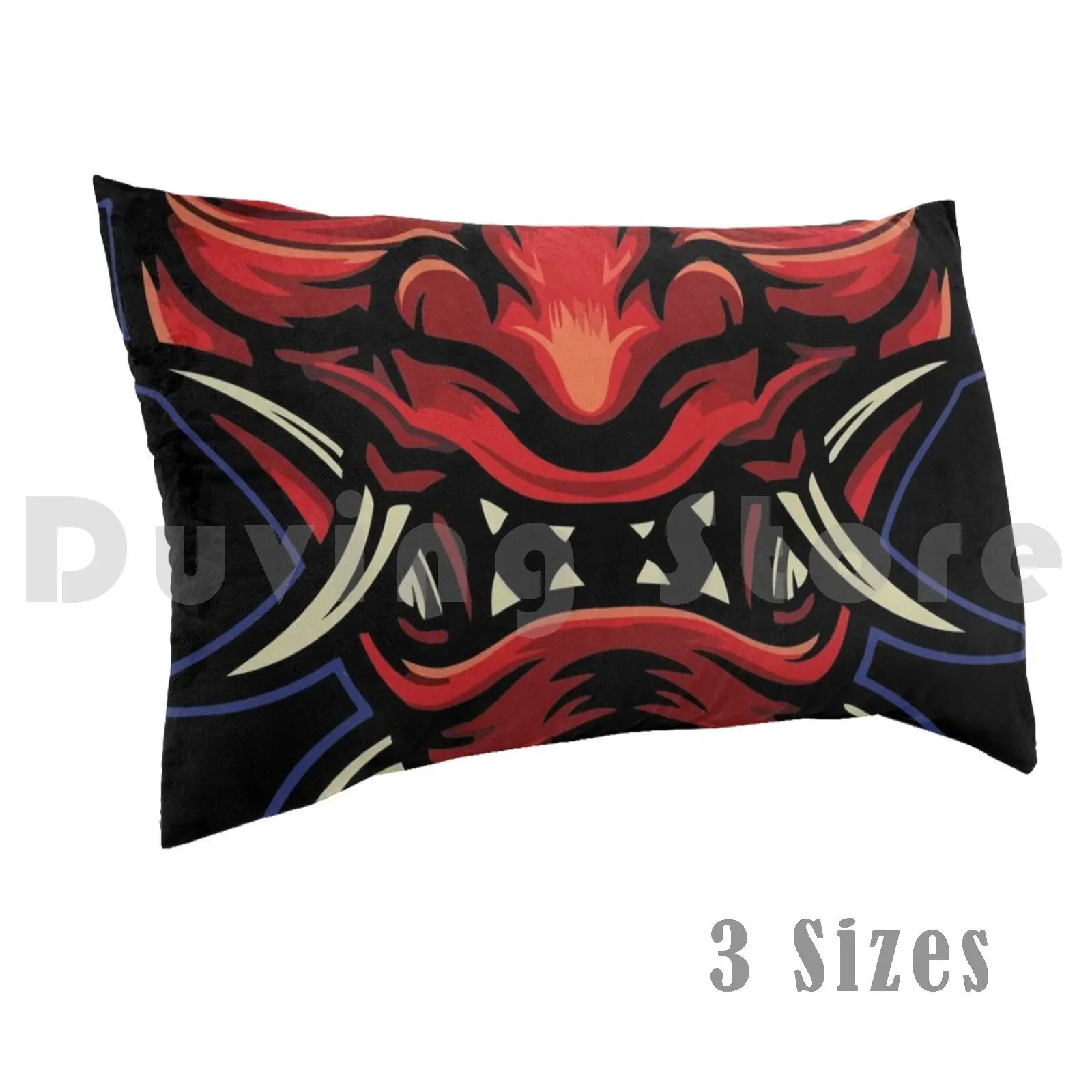 Pillow Case Great Japanese Devil Folklore Oni Hat Oni Devil Demon Scary Oni Yokai Myth Mythology