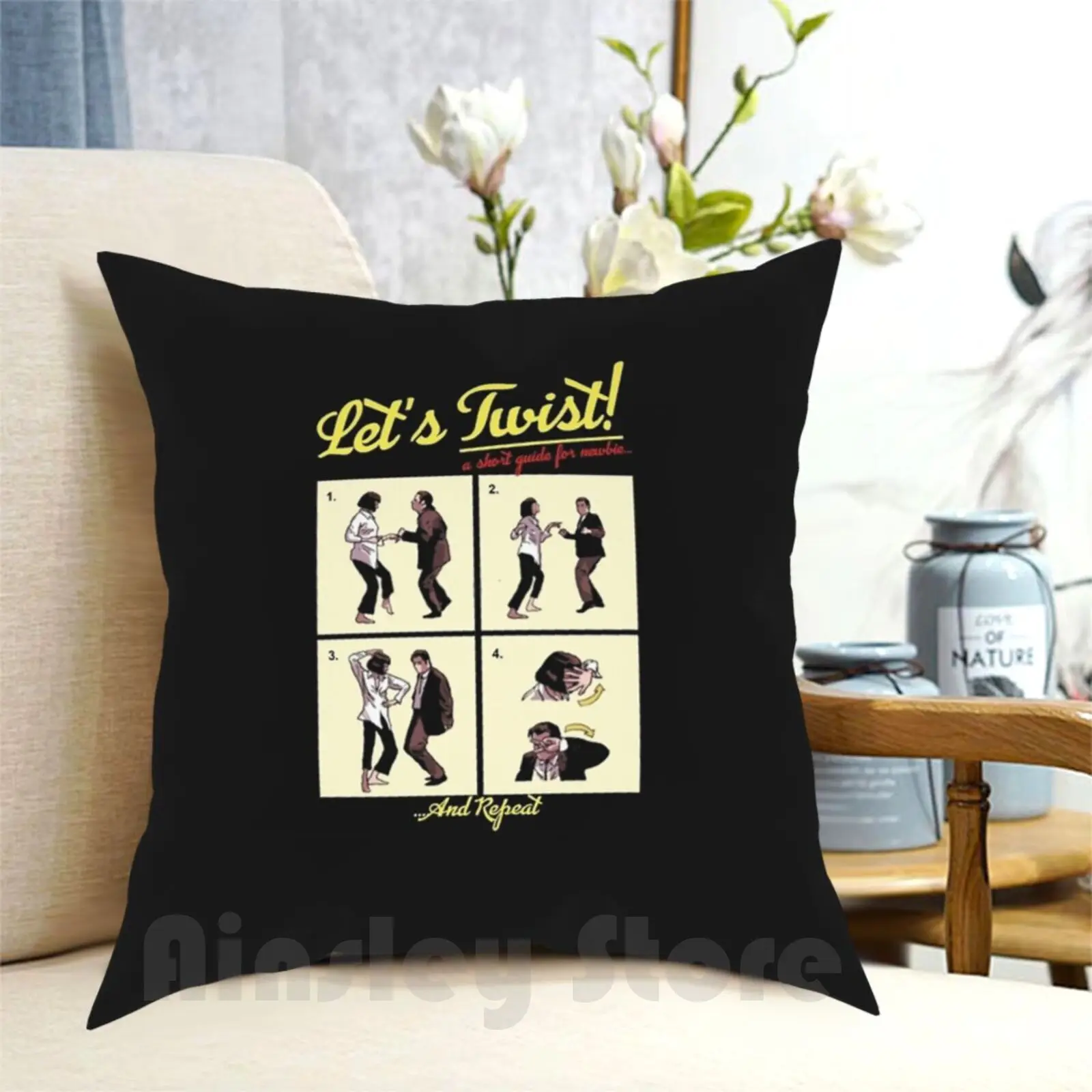 Let' ; S Twist-Pulp Fiction Pillow Case Printed Home Soft DIY Pillow cover Pulp Fiction Pulp Fiction Travolta Uma