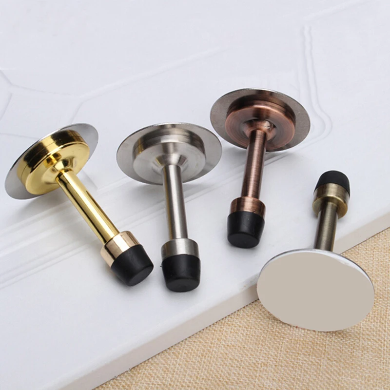 Stainless Steel Wall Mounted Door Stop Stopper Rubber Holder Catch Floor Fitting With Screws For Bedroom Family Home