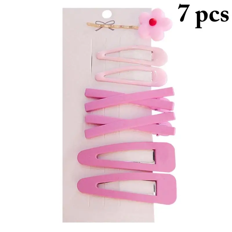 7Pcs/Set Solid Color Hair Clips Flower Decor Bobby Pins Alligator Hair Clip Snap Barrette Hair Accessories Party Dress Up