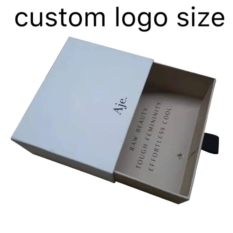 

500pcs Custom LOGO Drawer Style Matte Black Gift Box Paper Packaging Boxes For Clothing Socks Underwear Cosmetic Jewelry Use