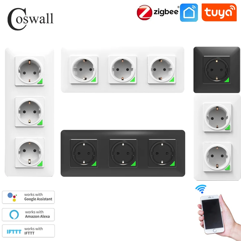 Zigbee 3.0 Zigbee 2mqtt Tuya Wall Single Double Triple EU Socket Programmable Work With Alexa /Google/ Yandex Alice /SmartThings