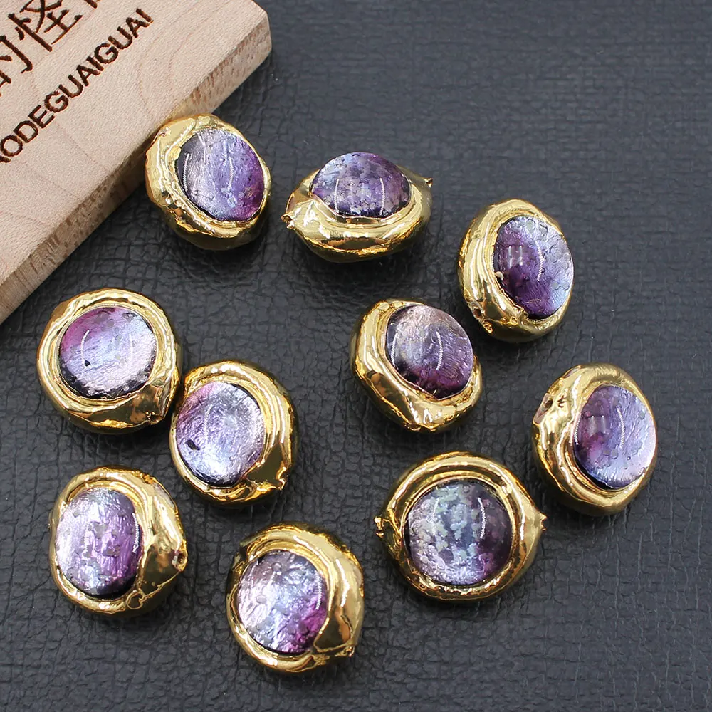 APDGG 10Pcs 16MM Purple Moss Murano Glass Coloured Glaze Loose Beads Jewelry DIY