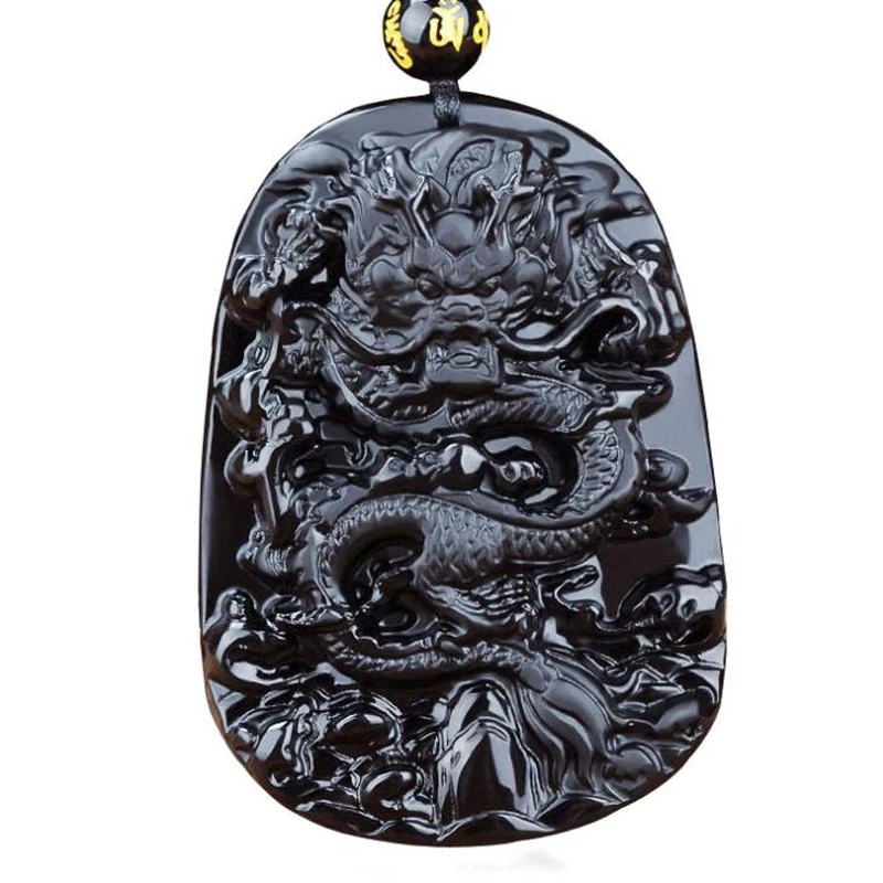 100% Original Obsidian Dragon Necklace Dragon Jade Pendant Necklace Obsidian Lucky Pendant Jade Jewelry