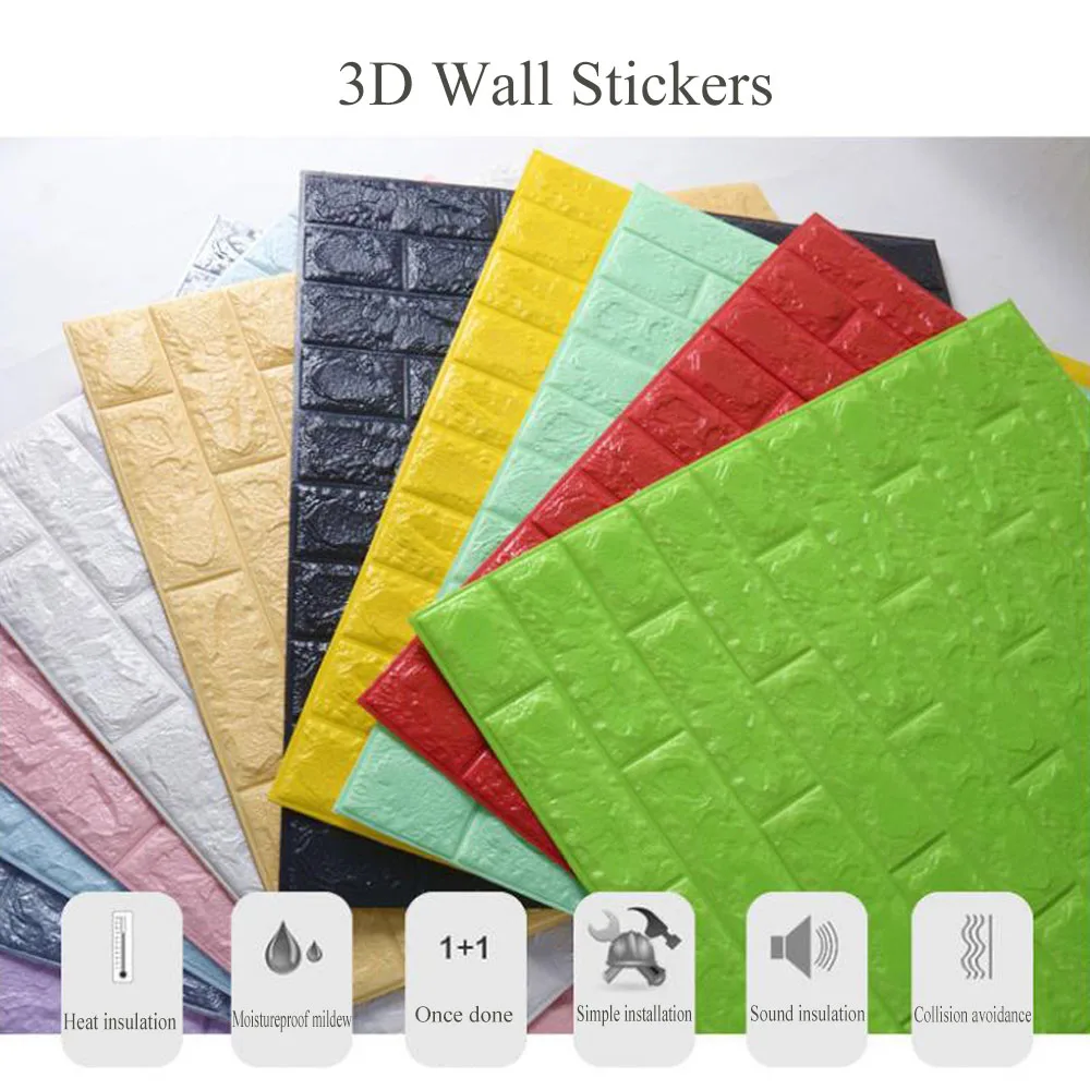 3D Wall Stickers Wallpaper Decor Foam Waterproof Wall Covering Wallpaper For Living Room DIY Background Wall Stickers 70*77CM