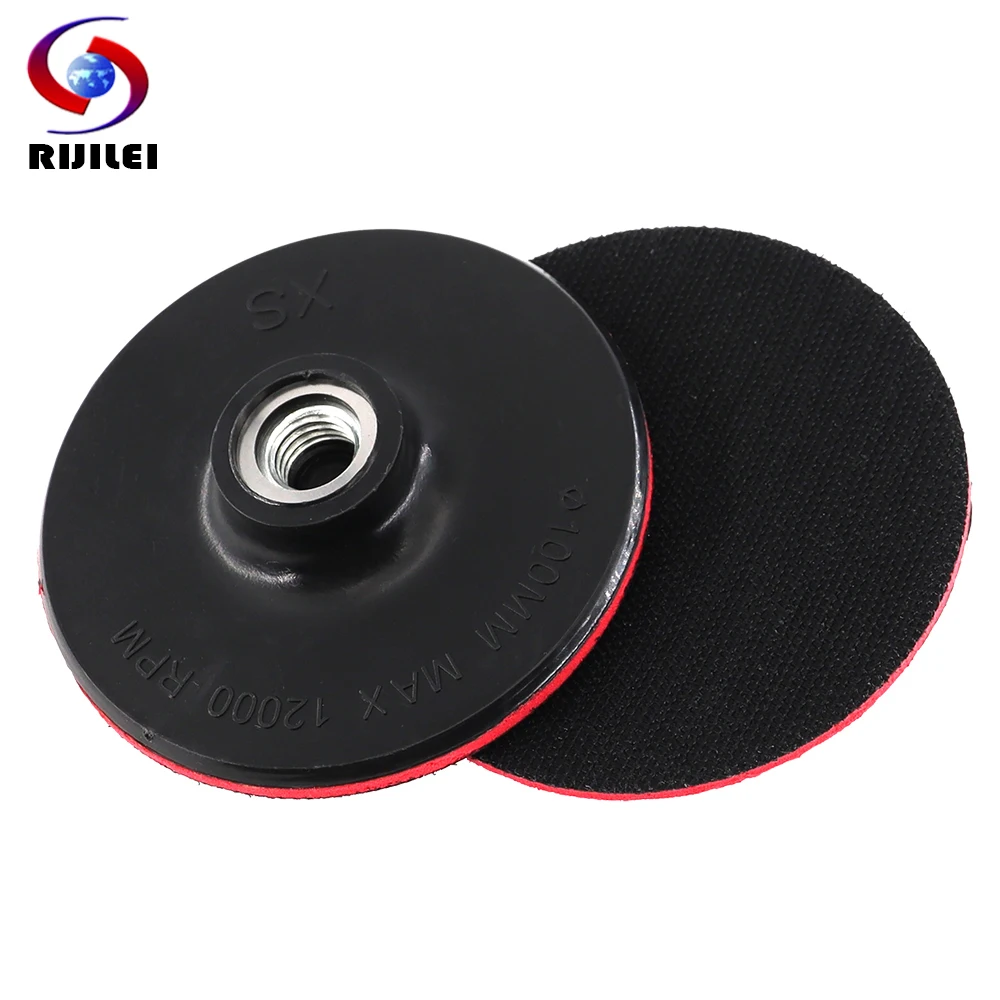 RIJILEI 4Inch Rubber Backer Pad 100mm Thin Hook & Loop Sanding Pad Pallet Angle Grinder Polisher Polishing Back-Up Pad M14/M10