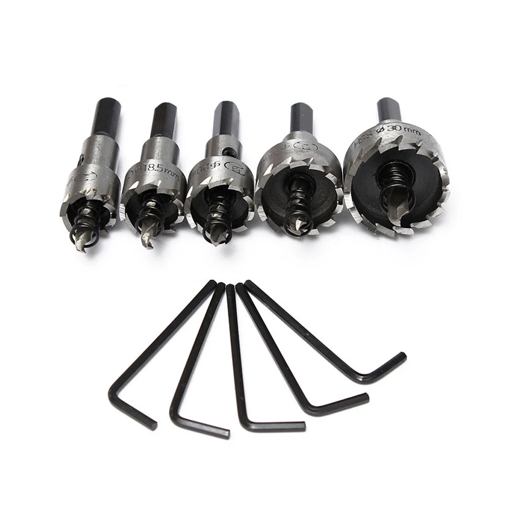 Titanium Coated 5PCs 16-30mm HSS Drill Bit Hole Saw Stainless Steel Metal Alloy