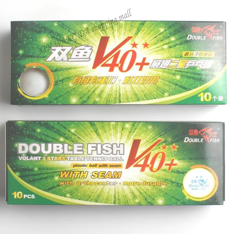 Original Double Fish Table Tennis Ball, 2 Stars, V40 +, ABS Polymer Material for Table Tennis Racket, White, Wholesale, 20Balls