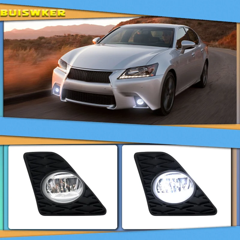 2Pcs Car Fog Lights Lamps For Lexus GS350 GS450h F Sport Model 2013-2015 Grilles Led Bumper with Switch Set light