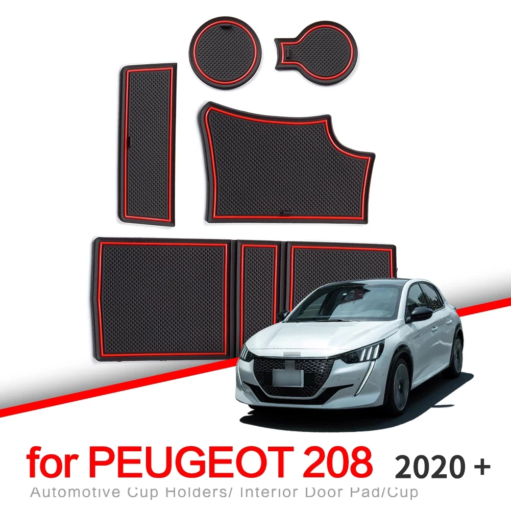ZUNDUO tapis de tasse de fente de porte antidérapant pour Peugeot 208 e-208 2019 - 2024 GT accessoires intérieurs tapis de porte tapis antidérapants style de voiture
