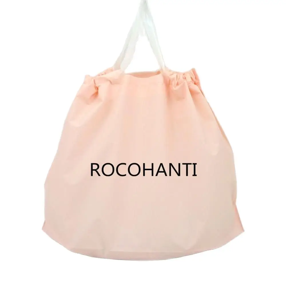 100X Custom Baby Pink Color Recycle Reusable Plastic  Drawstring Bag With Logo Biodegradable eva Grocery Carry Shopping Gift Bag