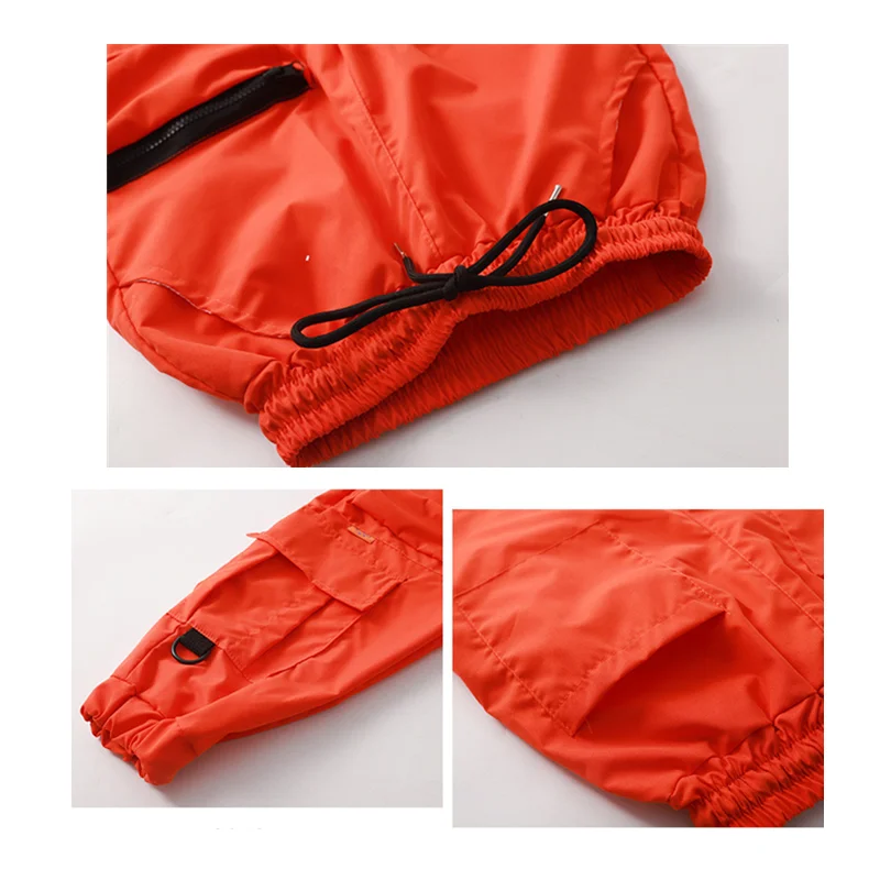 Chaleco de Hip Hop para niños y niñas, traje de Pantalón Cargo naranja, camiseta con bolsa en el pecho, Joggers, ropa de calle para baile, ropa