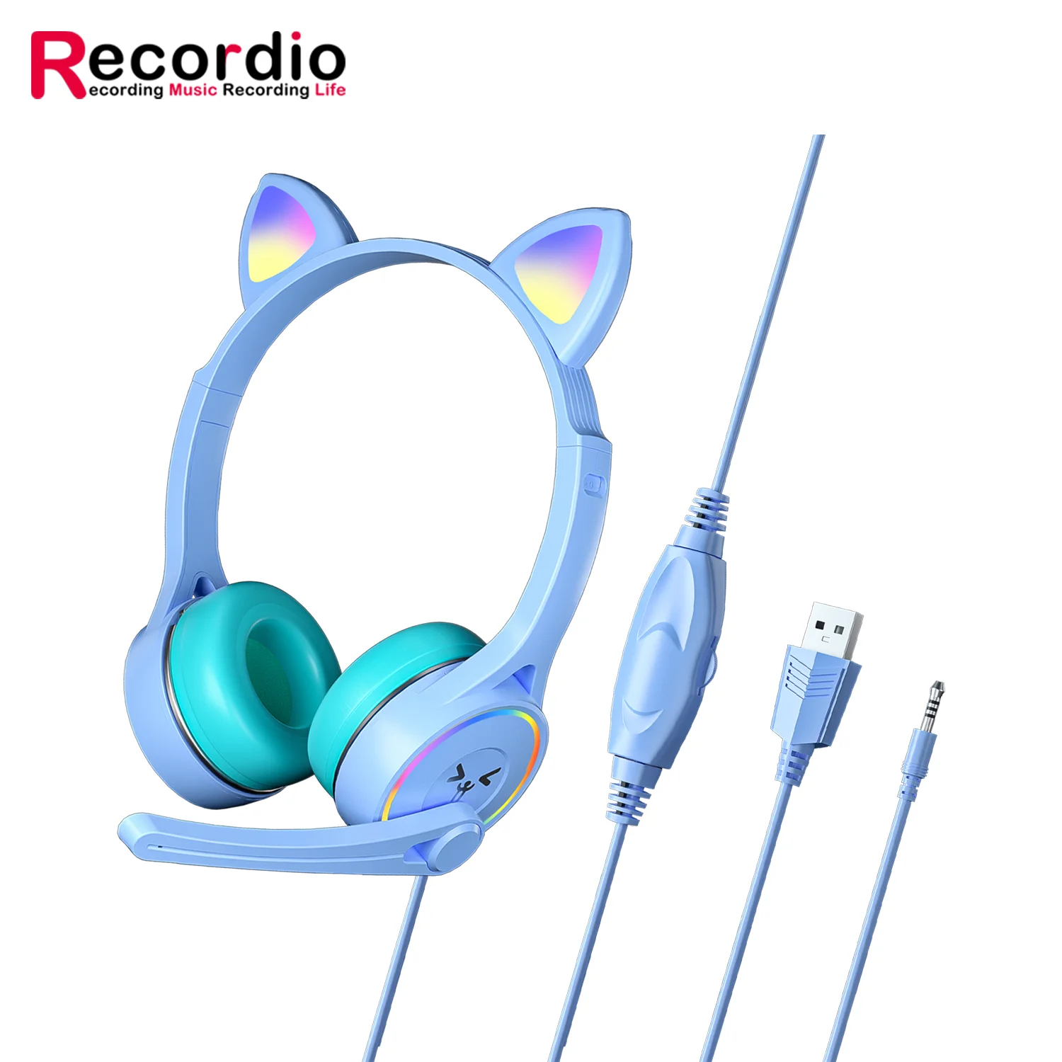 سماعة رأس عالية القيمة لألعاب آذان القط ، لطيف ، رياح ، ستيريو ، تأثير باس ثقيل ، البيع المباشر من المصنع