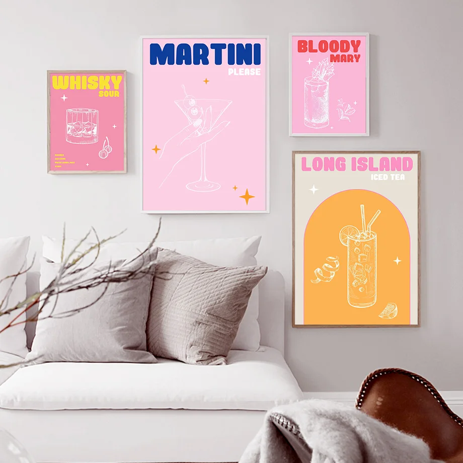 Whisky Bloody Mary Martini Cocktail Iced Tea Wall Art Canvas Painting Nordic Posters And Prints Pictures For Bar Room Home Decor