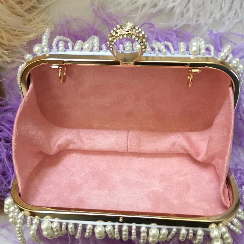 Imagem -06 - Bolsa Pérola Rosa para Mulheres Embreagem de Design de Luxo Bolsa de Casamento Ombro de Pena Bolsa de Mensageiro Lua Senhoras Zd1509