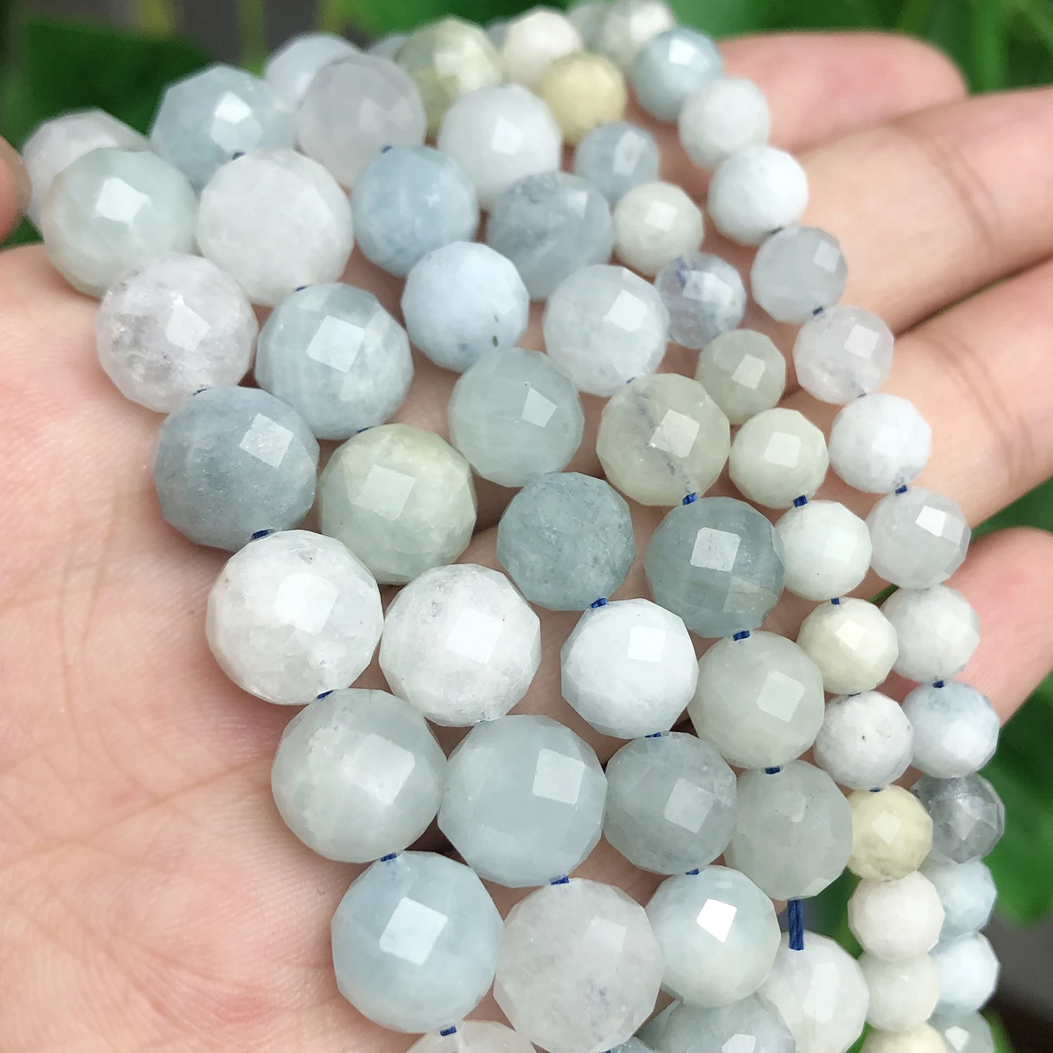 Natural Stones Faceted Aquamarines Beads Round Loose Spacer Beads for Jewelry Making DIY Handmade Bracelet Necklace 6 8 10mm