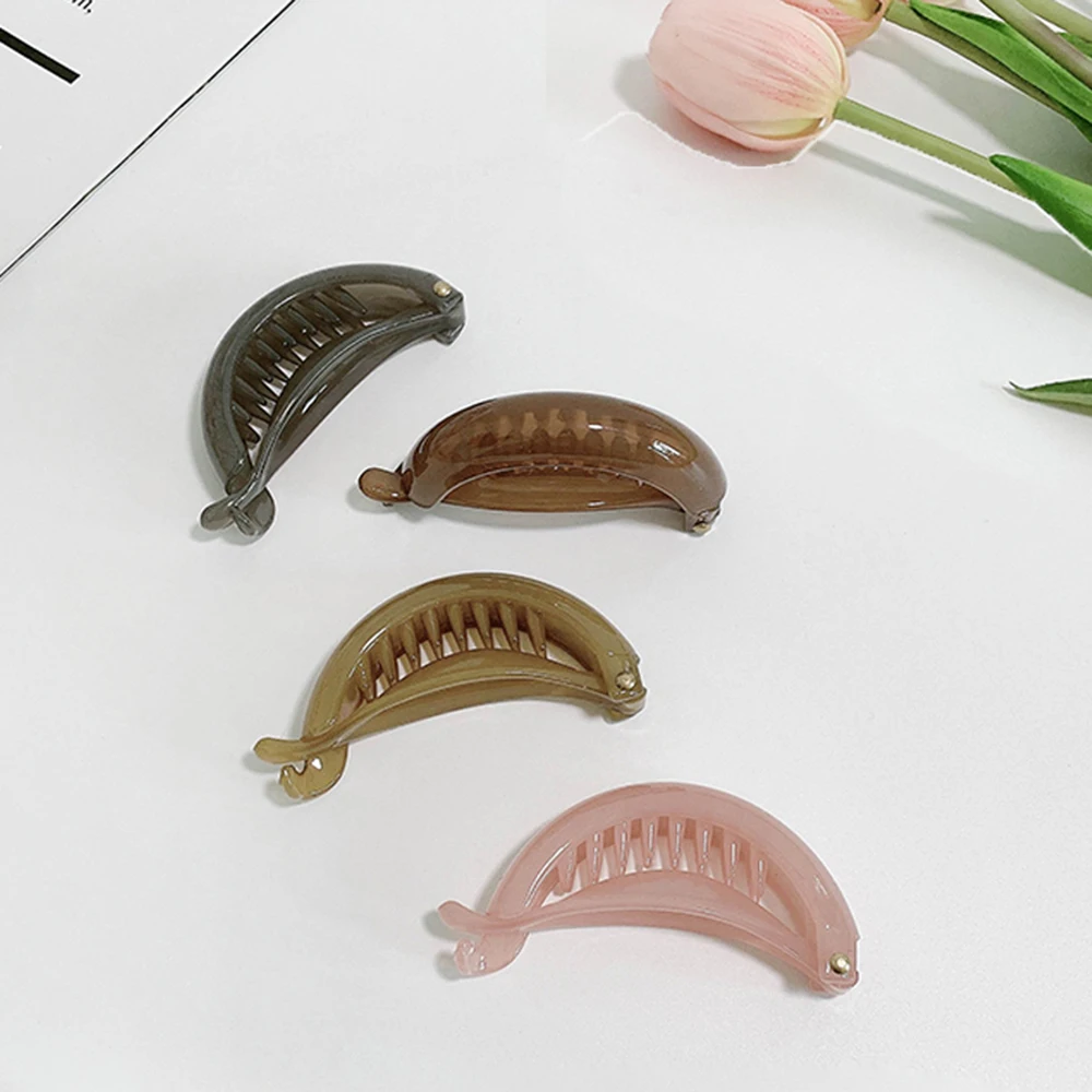 New Cute Transparent Banana Clip Hair Claws Women Girls Sweet Hair Clips Ponytail Holder Hairpins Fashion Hair Accessories