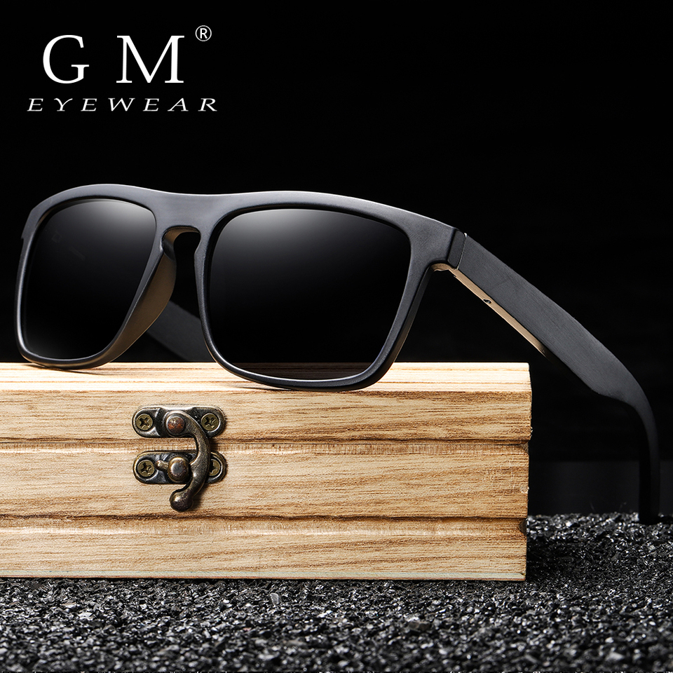  GM New Arrivals Black Wooden Polarized Sunglasses for Men Bamboo Sunglasses Red UV400 Lenses Fashion Driving Shades carton S5523 