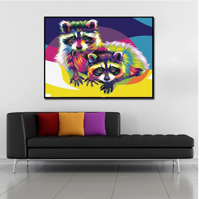 SNA Diamond Painting Cross Stitch Animal Diamond Embroidery Raccoon Full Mosaic Crafts Rhinestones Home Decoration