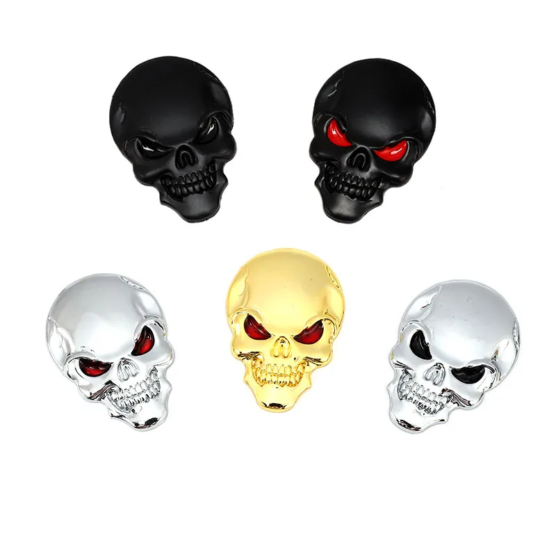 Car Stickers Ghost Skull 3D Metal Chrome Emblem Badge Decal for Audi Honda Toyota Hyundai Dodge Mazda Nissin Skoda Lexus Suzuko