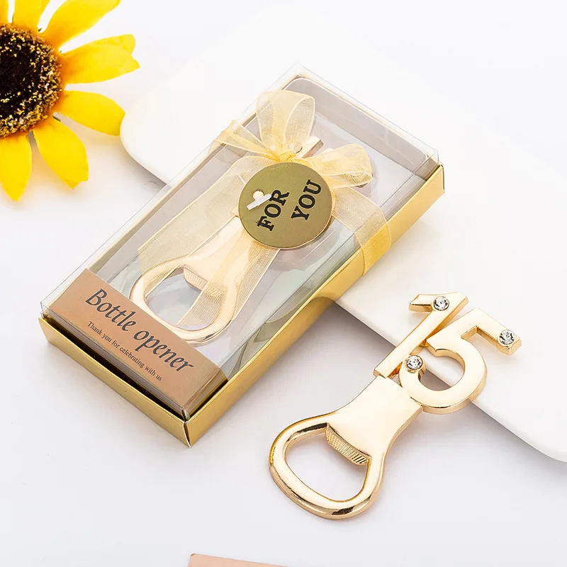 

(25Pcs/lot) Event and Party Guest Gift of 15 Bottle Opener Favors for 15th anniversary favors and 15 Year Birthday Party favors
