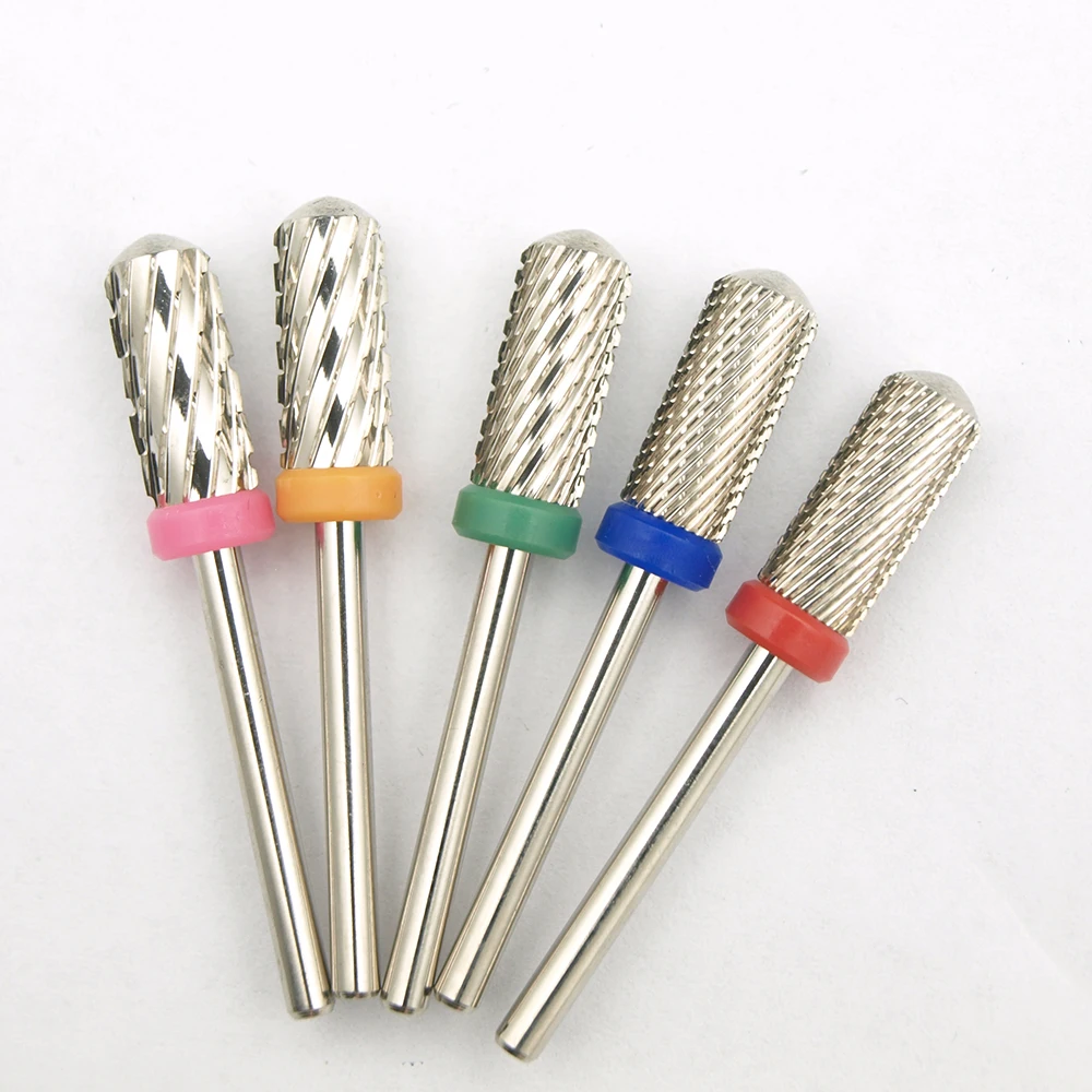 New Silver! Quality 5mm Small Round Top barrel Original Tungsten steel Carbide Manicure Nail drill bit File Accessories