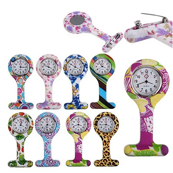 Fashion Silicone Nurses Watch Brooch Tunic Fob Pocket Stainless Dial Watches Multi-color Style Pocket Watches