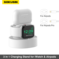 SOKUSIN 3 in 1 for Apple Watch 9/8/7/6/5/4/3/2/1/Airpods Pro Ultra 2nd SE 3rd Charger Stand Charging Support Table Phone Holder