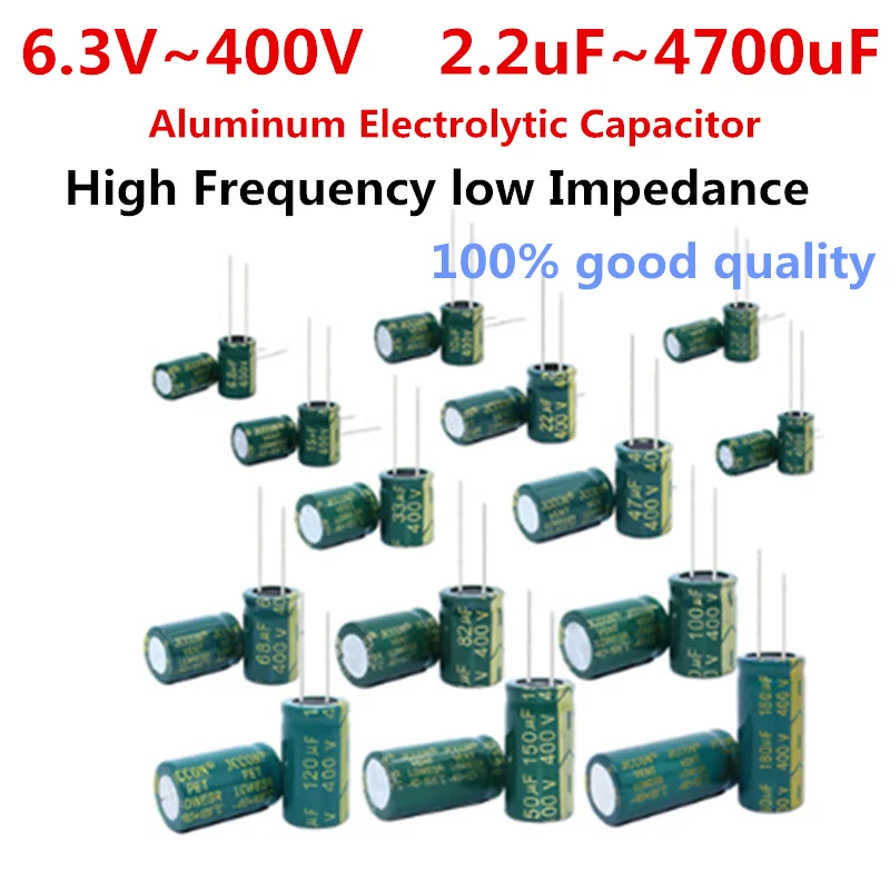 10V 16V 25V 35V 50V 400V High Frequency Low ESR Aluminum Capacitor 100UF 220UF 330UF 470UF 680UF 1000UF 1500UF 2200UF 3300UF