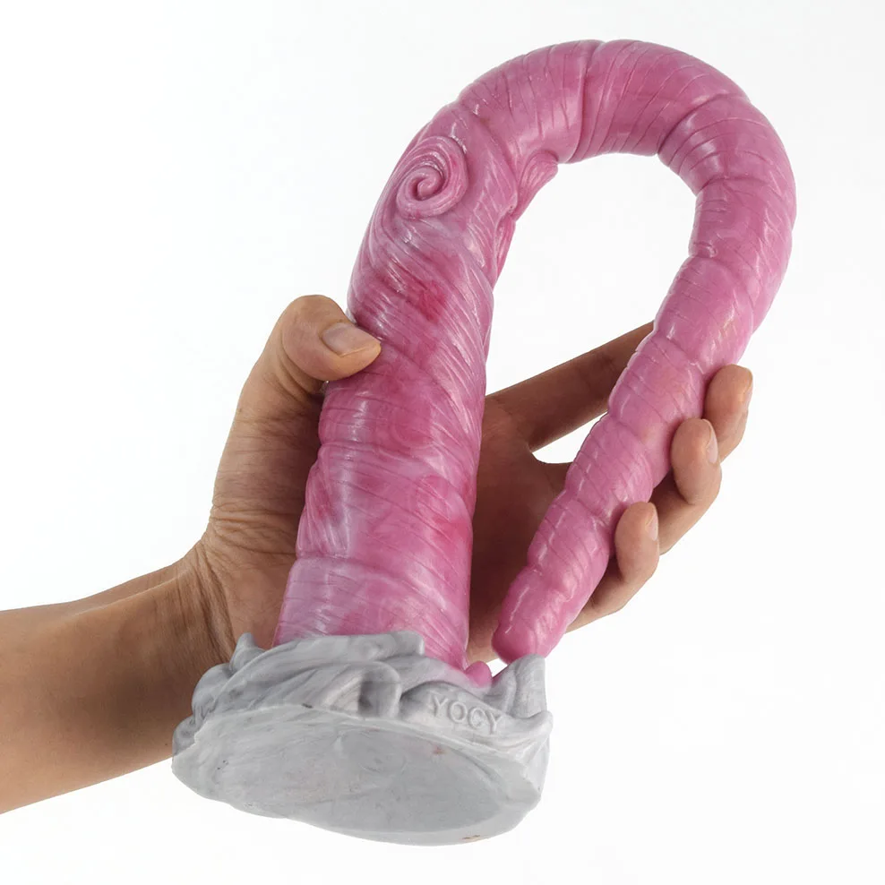 FAAK Super Long butt Plug With Suction Cup Gory Raw Meat Color unicorn Thread Anal Dildo Anus Massage Sex Toys For Women Man