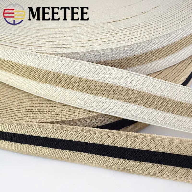 3/5Meters Meetee 35mm Black Stripes Elastic Band Webbing Trousers Soft Belt Underwear Stretch Bags Sewing Strap DIY Accessories