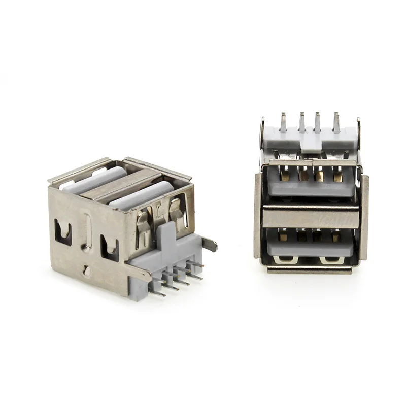 2/5/10 pcs double usb  Socket Type A Bent 8Pins USB Connector PCB Female Port Jack Tail Electric Terminals