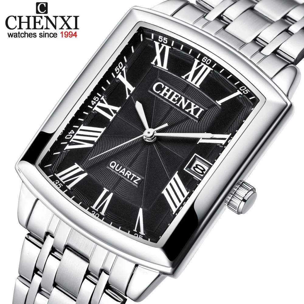 

CHENXI Men's Calendar Watches Luxury Brand Business Clock Stainless Steel Quartz Waterproof Watch Men Fashion Square Wristwatch