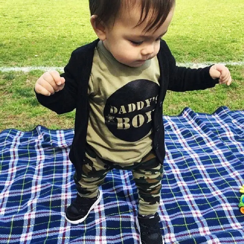 Pudcoco Infant Newborn 2 pieces Clothes Set Baby Boys Girls Camo T-shirt Tops Long Pants Outfits baby Clothing