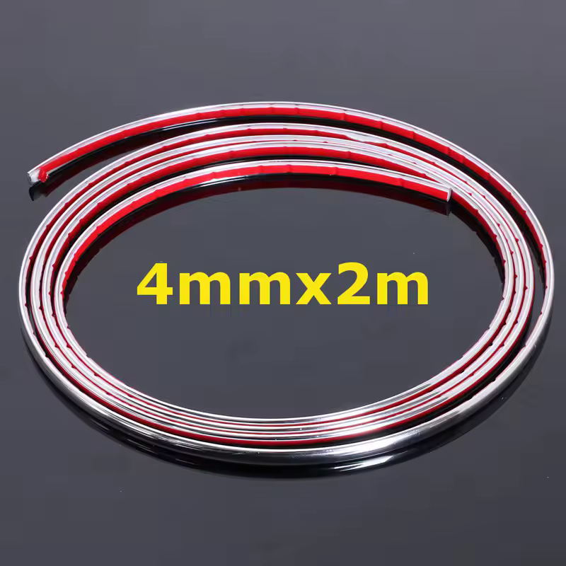 4mmx2m Car Chrome Styling Decoration Moulding Trim Strip Tape DIY Protective Sticker Cover Bright Strip Car Bumper Accessories