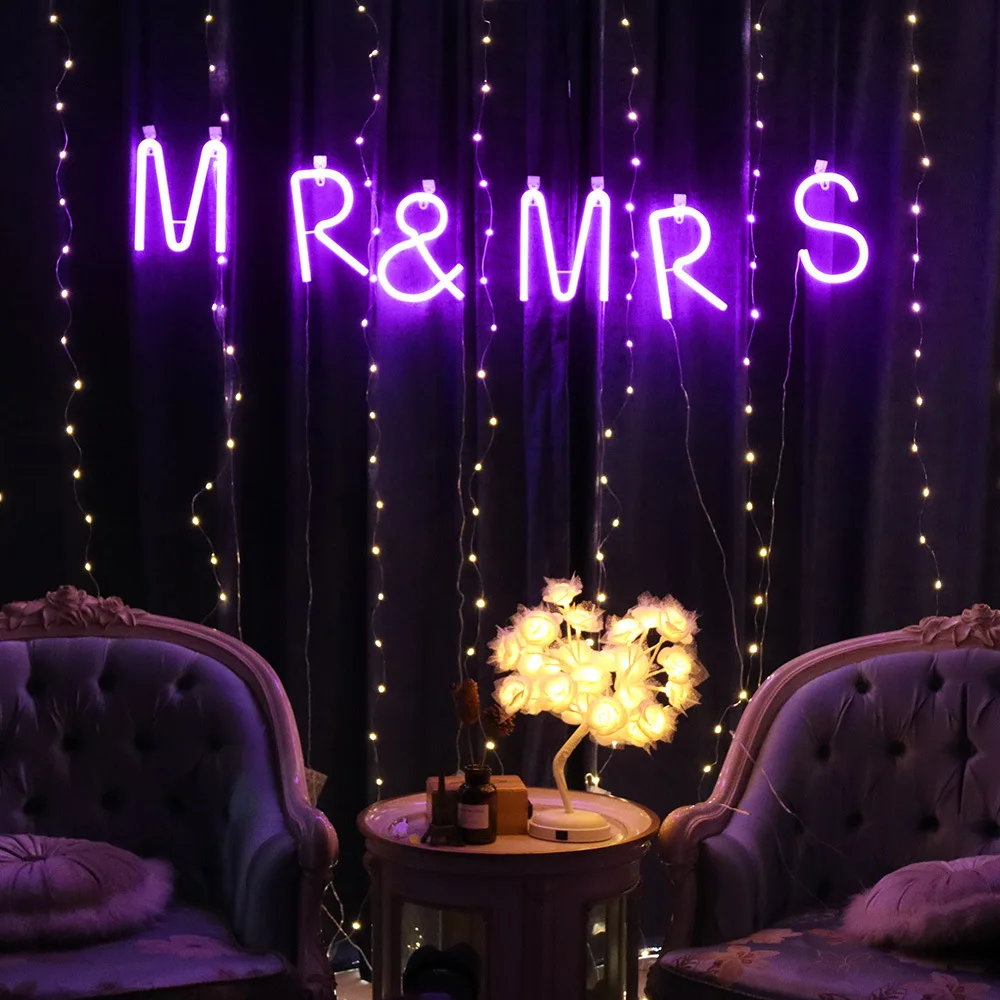 Lampa LED w kształcie litery, dekoracyjny neon do reklamy, logo, na imprezę, wesele, do sypialni, dekoracja domu, A-Z 1-9, romantyczne lampki nocne