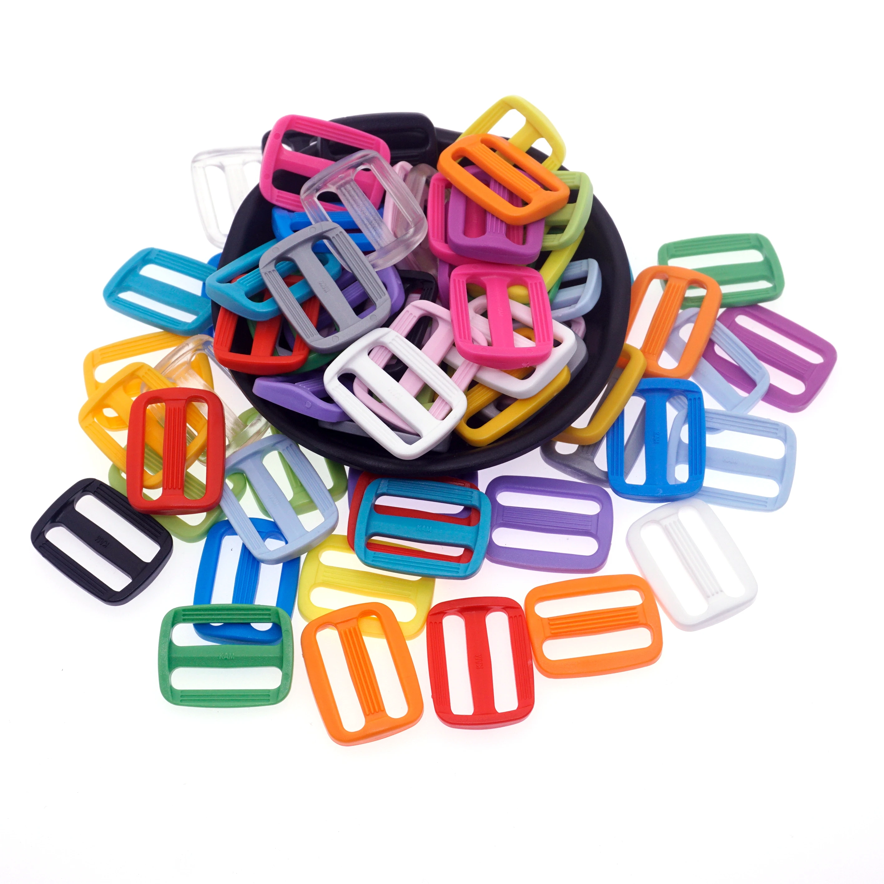 

SUTOYUEN 20pcs 25mm Colorful Plastic Curved Tri-Glides Slider Adjustable Buckles For Backpacks Straps Pets Collar DIY Accessory