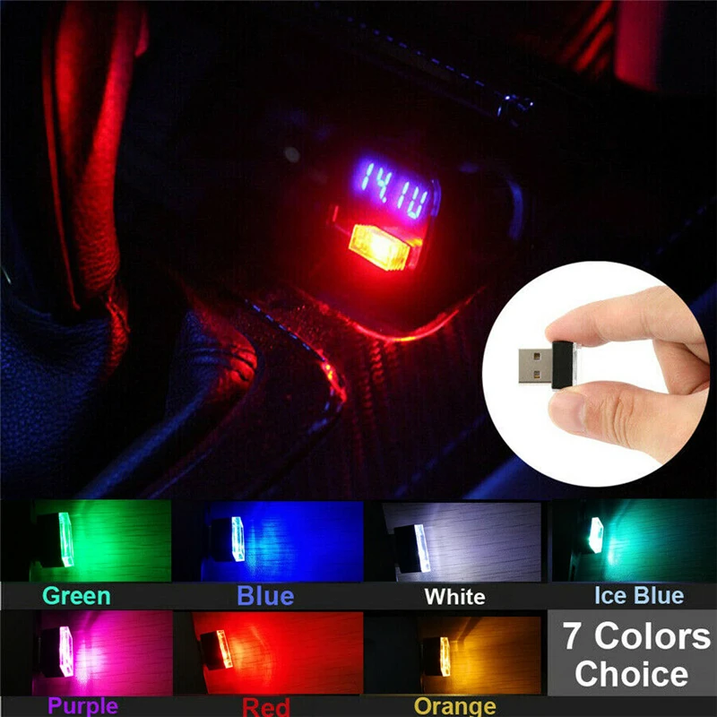 7 Colors Mini USB Light LED Modeling Light Car Ambient Light Neon Interior Light Car Jewelry USB Interface Atmosphere Light