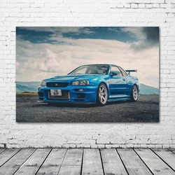 Supercar Posters Nissans Skyline GTR R34 Classic Wall Art Picture Prints Modern Canvas Paintings for Living Room Decor